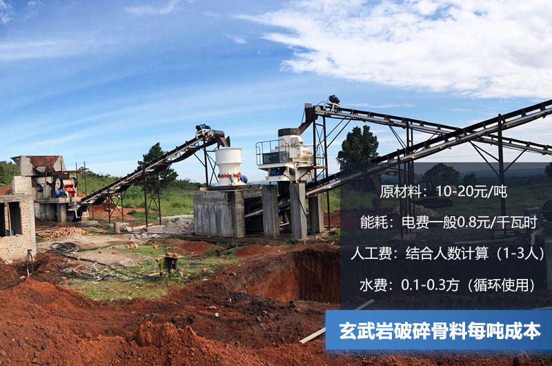 玄武巖破碎骨料每噸成本多少錢？玄武巖破碎設(shè)備有哪些？